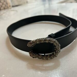 Gucci Black Belt with Embellished Buckle